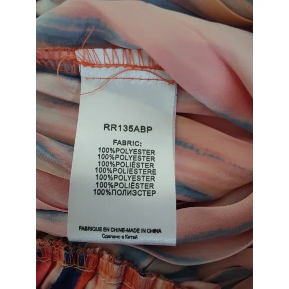 Molly Bracken Printed Striped Wide Leg High Rise Pull-On Satin Pants S - Picture 6 of 6